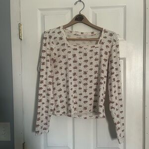 Old Navy Cream Floral Long Sleeve Top
